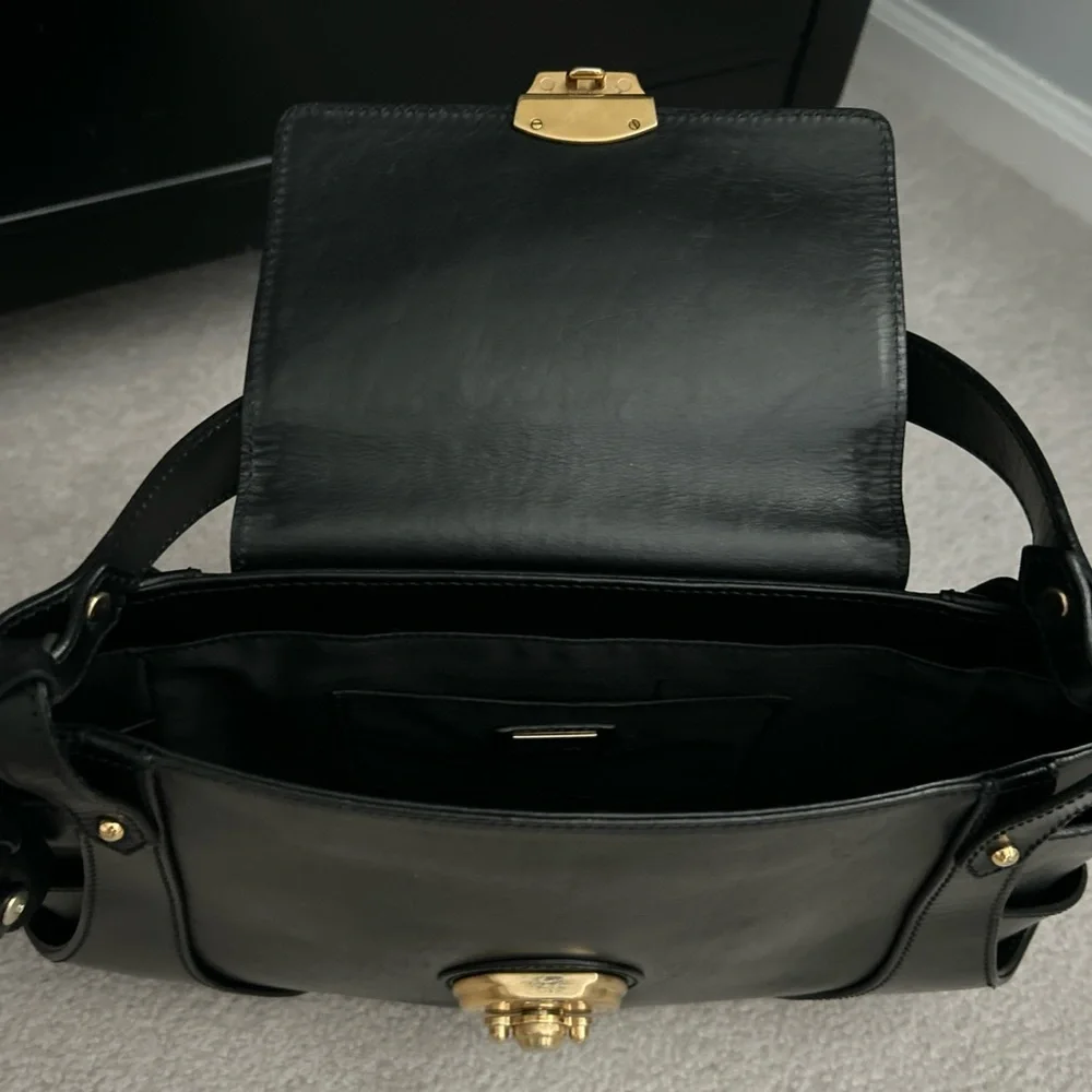 ❗️SOLD❗️ FENDI Y2K Grande Tuc Nero Black Leather Gold Lock Bag - Picture 8 of 12